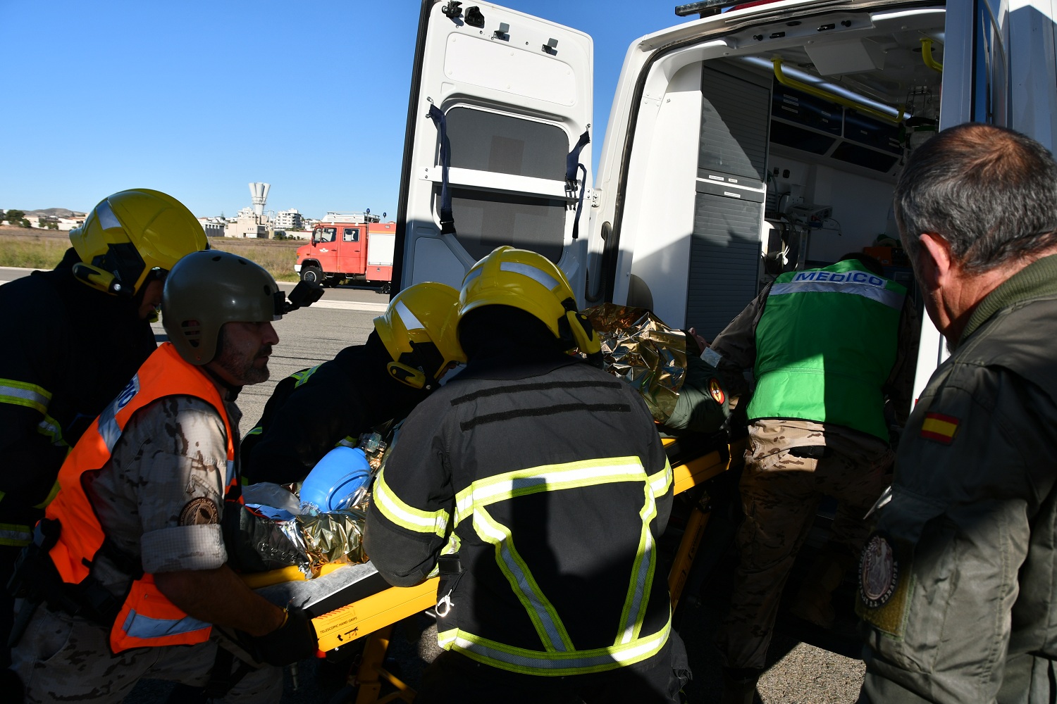 Simulacro de emergencia aérea en la Base Aérea de Alcantarilla