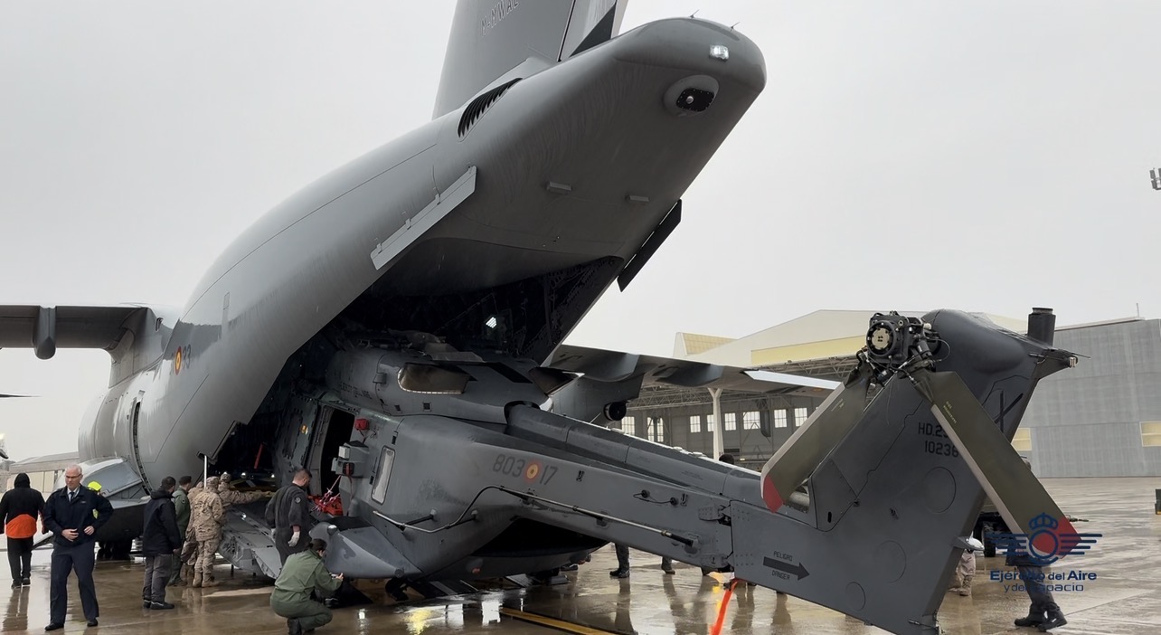 Embarcamos por primera vez dos NH90 en un A400M para su despliegue en el ejercicio Southern Strike en Gulfport (Misisipi)
