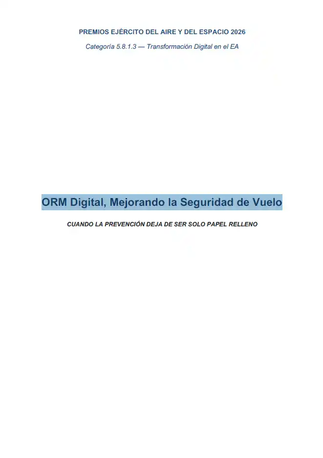 Portada del trabajo «ORM Digital: Mejorando la Seguridad de Vuelo», de Oumar-Ould Cheikh Larrocha.