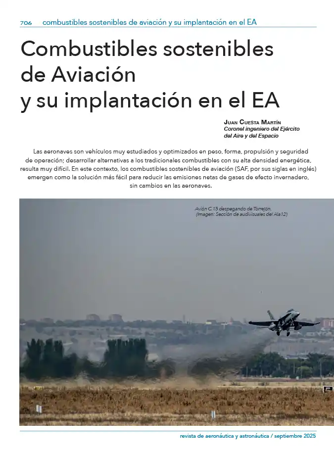 Primera página del artículo «Combustibles sostenibles de aviación y su implantación en el EA».